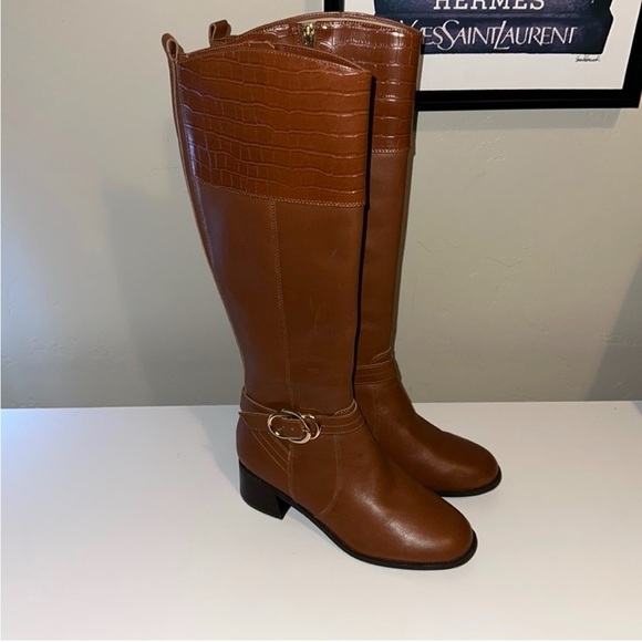 Marc Fisher Shoes - Marc Fisher NEW Women's Hailin Regular Calf Leather Tall  Boots Cognac, 6W